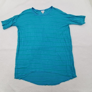 Lularoe Irma XS Blue Green Stripe Short‎ Sleeve Tun